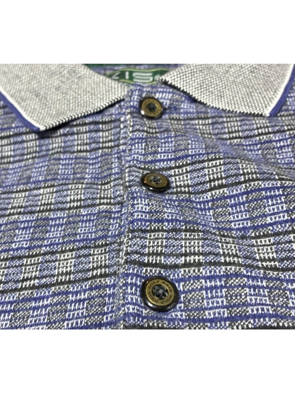 Axis Collections VTG Men M Blue Purple Space Dye Textured Knit Sleeveless Polo